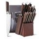 Honhorrs Fifteen-Piece Kitchen Knife Block Set, Hammered Blades with Hardwood Handles and Sharpener