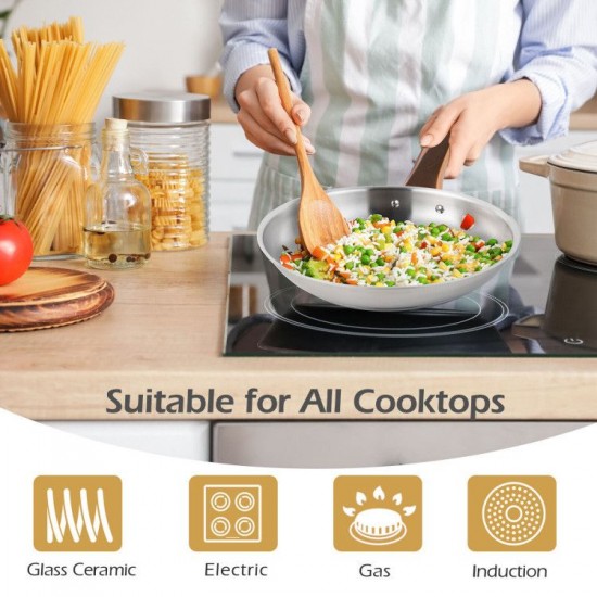Honhorrs 11-Piece Stainless Steel Cookware Set with 3 Skillets, Glass Lids and Gold-Tone Handles