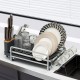 Honhorrs Expandable Aluminum Dish Rack, Drainboard with Sliding Swivel Spout and Separate Holders