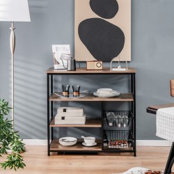 XVX Kitchen Baker's Rack with Countertop, 3 Open Shelves and 2 Pull-Out Wire Storage Baskets