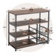 Honhorrs Kitchen Baker's Rack with Countertop, 3 Open Shelves and 2 Pull-Out Wire Storage Baskets