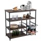 Honhorrs Kitchen Baker's Rack with Countertop, 3 Open Shelves and 2 Pull-Out Wire Storage Baskets