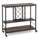 Honhorrs 3-Tier Rolling Wine Bar Cart with 8-Bottle Rack, 12-Glass Holders and Lockable Wheels