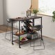 Honhorrs 3-Tier Rolling Wine Bar Cart with 8-Bottle Rack, 12-Glass Holders and Lockable Wheels