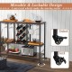 Honhorrs 3-Tier Rolling Wine Bar Cart with 8-Bottle Rack, 12-Glass Holders and Lockable Wheels