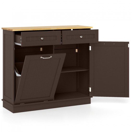 Tilt-Out Kitchen Trash Cabinet by Honhorrs — Pine Countertop, Two Drawers and an Adjustable Shelf