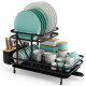 Honhorrs Collapsible Two-Tier Dish Drainer with Removable Tray and 360-Degree Swiveling Drain Spout