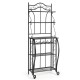 Honhorrs 5-Tier Kitchen Baker's Rack with Wooden Worktop, 4 Metal Shelves and 5-Bottle Wine Rack