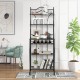 Honhorrs 5-Tier Kitchen Baker's Rack with Wooden Worktop, 4 Metal Shelves and 5-Bottle Wine Rack