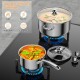 Honhorrs 7-Piece Stainless Steel Cookware Set with 3 Covered Pots, 9.5-Inch Fry Pan and Glass Lids