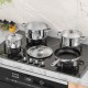 Honhorrs 7-Piece Stainless Steel Cookware Set with 3 Covered Pots, 9.5-Inch Fry Pan and Glass Lids