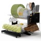 Honhorrs 2-Tier Detachable Dish Drying Rack with Cutlery Holder and Dedicated Cutting Board Slot