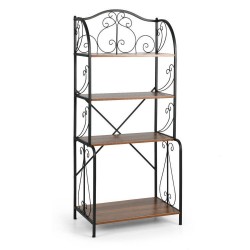 Honhorrs 4-Tier Open Kitchen Baker's Rack with X-Shaped Frame Brace for Appliances and Dinnerware