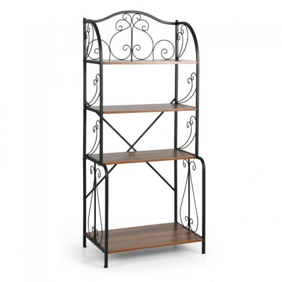 Honhorrs 4-Tier Open Kitchen Baker's Rack with X-Shaped Frame Brace for Appliances and Dinnerware