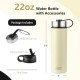 Honhorrs 22-Ounce Insulated Stainless Steel Bottle, Straw and Wide-Mouth Lids with a Carrying Handle