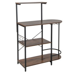 XVX Four-Level Baker's Rack, Removable Upper Shelf with Six S-Hooks and Hanging Glass Storage