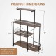 Honhorrs Four-Level Baker's Rack, Removable Upper Shelf with Six S-Hooks and Hanging Glass Storage