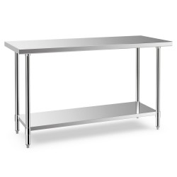 Honhorrs 24-by-60-Inch Stainless Prep Table, Adjustable Undershelf on Galvanized Legs with Foot Pads