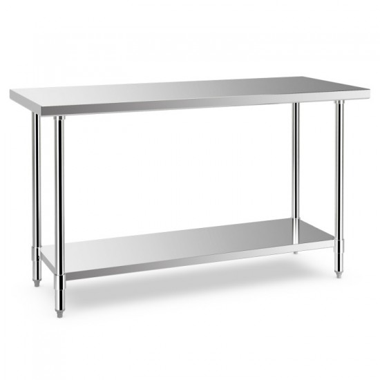 Honhorrs 24-by-60-Inch Stainless Prep Table, Adjustable Undershelf on Galvanized Legs with Foot Pads