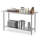 Honhorrs 24-by-60-Inch Stainless Prep Table, Adjustable Undershelf on Galvanized Legs with Foot Pads