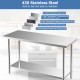 Honhorrs 24-by-60-Inch Stainless Prep Table, Adjustable Undershelf on Galvanized Legs with Foot Pads