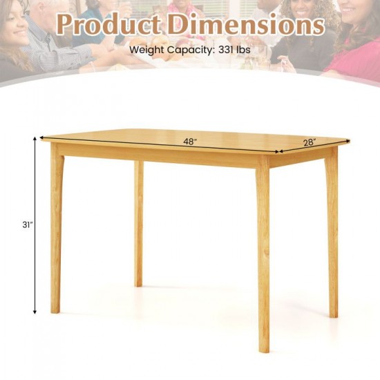 Honhorrs 48-Inch Dining Table, Rubberwood Legs and Veneer Top with Rounded Corners and Crossbracing