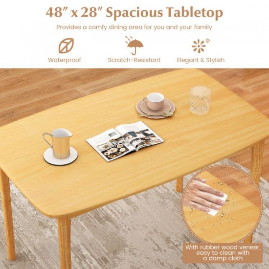 Honhorrs 48-Inch Dining Table, Rubberwood Legs and Veneer Top with Rounded Corners and Crossbracing