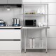 Honhorrs 36 x 12 Inch Two-Tier Stainless Steel Kitchen Overshelf with Adjustable Lower Shelf