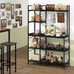 XVX 5-Tier Kitchen Baker's Rack with Charging Station, 10 S-Hooks and Adjustable Foot Pads