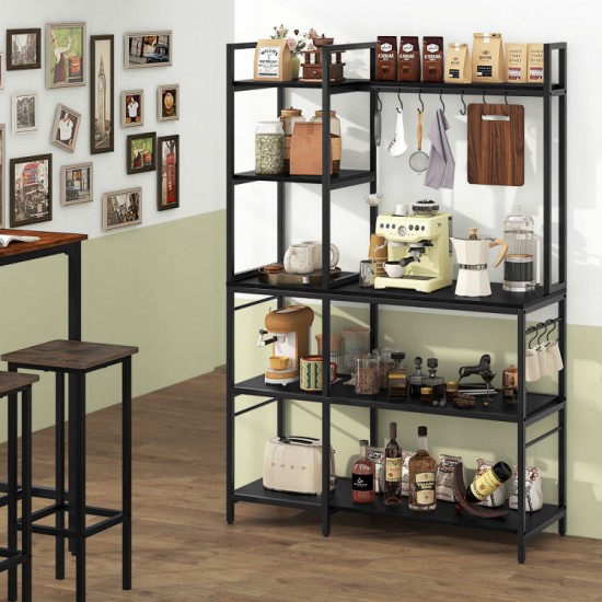 Honhorrs 5-Tier Kitchen Baker's Rack with Charging Station, 10 S-Hooks and Adjustable Foot Pads