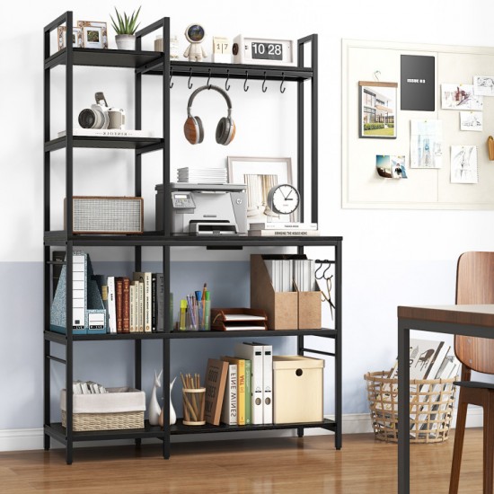 Honhorrs 5-Tier Kitchen Baker's Rack with Charging Station, 10 S-Hooks and Adjustable Foot Pads