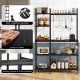 Honhorrs 5-Tier Kitchen Baker's Rack with Charging Station, 10 S-Hooks and Adjustable Foot Pads