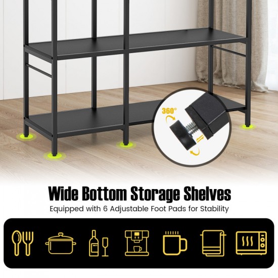Honhorrs 5-Tier Kitchen Baker's Rack with Charging Station, 10 S-Hooks and Adjustable Foot Pads