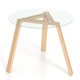 Honhorrs 36-Inch Round Glass Dining Table, Rubberwood Frame and Triangular Support for Four Seats