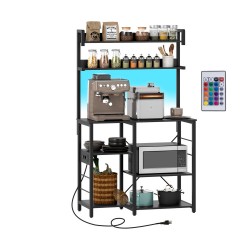 XVX Five-Tier Kitchen Baker's Rack, RGB Shelf Lighting and AC, USB and USB-C Charging Station