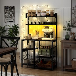 XVX Five-Tier Kitchen Baker's Rack, RGB Shelf Lighting and AC, USB and USB-C Charging Station