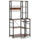 Honhorrs Six-Tier Powered Baker's Rack, Pull-Out Basket and Twelve Utensil Hooks with Open Shelving