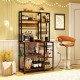 Honhorrs Six-Tier Powered Baker's Rack, Pull-Out Basket and Twelve Utensil Hooks with Open Shelving