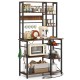 Honhorrs Six-Tier Powered Baker's Rack, Pull-Out Basket and Twelve Utensil Hooks with Open Shelving