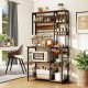 Honhorrs Six-Tier Powered Baker's Rack, Pull-Out Basket and Twelve Utensil Hooks with Open Shelving