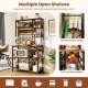 Honhorrs Six-Tier Powered Baker's Rack, Pull-Out Basket and Twelve Utensil Hooks with Open Shelving