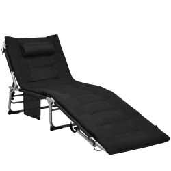 Honhorrs Padded Folding Chaise, Removable Mattress and Locking Backrest for Indoor or Patio Lounging