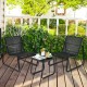 Honhorrs Three-Piece Patio Bistro Set, Breathable Fabric Chairs with Steel Frames and Glass Table