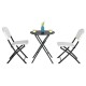 Honhorrs Folding Three-Piece Patio Bistro Set, Round Dining Table and Two Woven PE Rattan Chairs