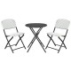 Honhorrs Folding Three-Piece Patio Bistro Set, Round Dining Table and Two Woven PE Rattan Chairs