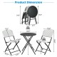 Honhorrs Folding Three-Piece Patio Bistro Set, Round Dining Table and Two Woven PE Rattan Chairs