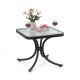 Owlyin 18-Inch Glass Patio Side Table, Coated Metal Legs with a Reinforcing Ring and Rounded Top