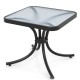 Owlyin 18-Inch Glass Patio Side Table, Coated Metal Legs with a Reinforcing Ring and Rounded Top