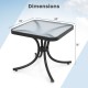 Owlyin 18-Inch Glass Patio Side Table, Coated Metal Legs with a Reinforcing Ring and Rounded Top