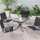 Owlyin 18-Inch Glass Patio Side Table, Coated Metal Legs with a Reinforcing Ring and Rounded Top